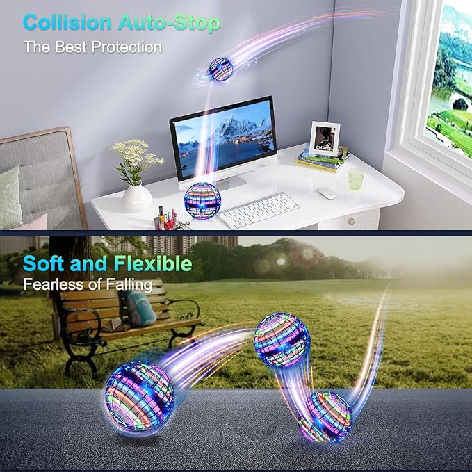 Flying Orb Ball (Red, 2026 Upgraded) with Dazzling Lights, Magic Hover Spinner, Cool Boomerang Drone, Floating Cosmic Globe