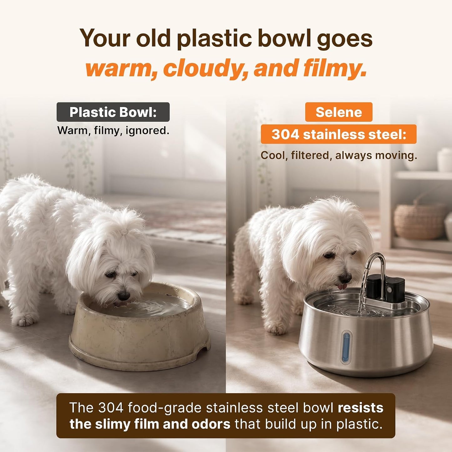 Wireless Doggy Fountain, 4L (1.1 Gal) Cordless Dog Water Fountain for Dogs Inside, Stainless Steel Pet Fountain, 4-Layer Filtration, 30-Day Battery