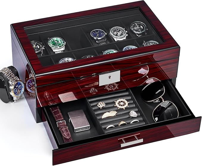 12 Slot Watch Cases for Men Watch Box