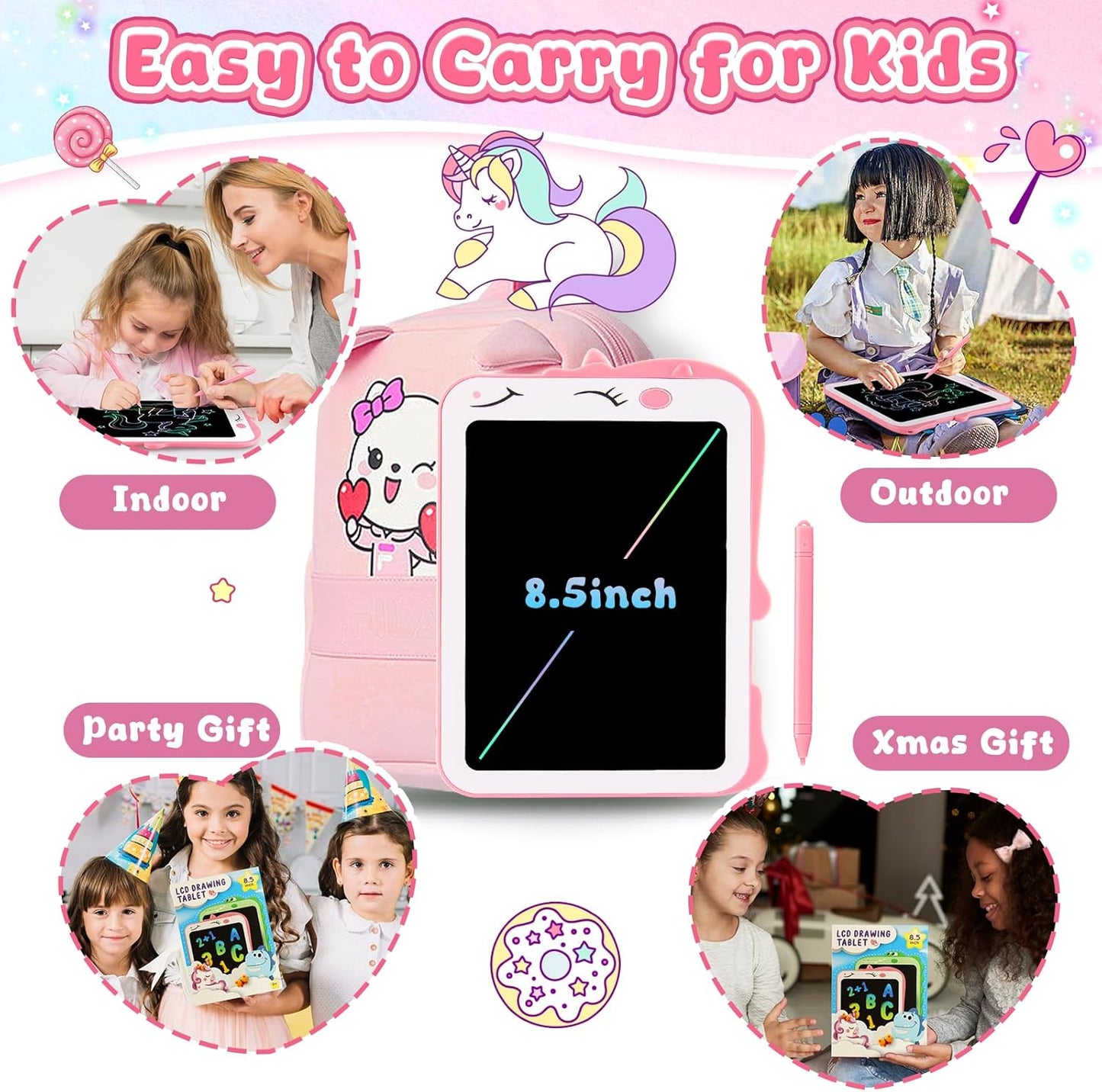 LCD Writing Tablet for Kids, Colorful Toddlers Toys Drawing Board, Educational Kid Toys, Doodle Pad Dinosaur Toy for 3 4 5 6 7 8 Year Old Boys Girls Birthday Party Xmas,8.5inch & Green