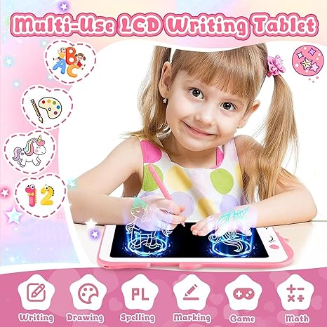 LCD Writing Tablet for Kids, Colorful Toddlers Toys Drawing Board, Educational Kid Toys, Doodle Pad Dinosaur Toy for 3 4 5 6 7 8 Year Old Boys Girls Birthday Party Xmas,8.5inch & Green