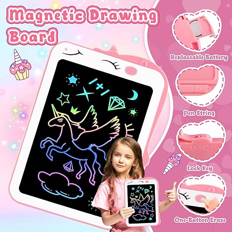 LCD Writing Tablet for Kids, Colorful Toddlers Toys Drawing Board, Educational Kid Toys, Doodle Pad Dinosaur Toy for 3 4 5 6 7 8 Year Old Boys Girls Birthday Party Xmas,8.5inch & Green