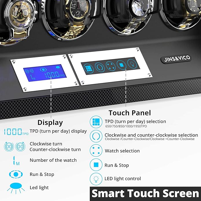 Watch Winder, Adjustable [Upgraded] Pillow, 8 Winding Positions