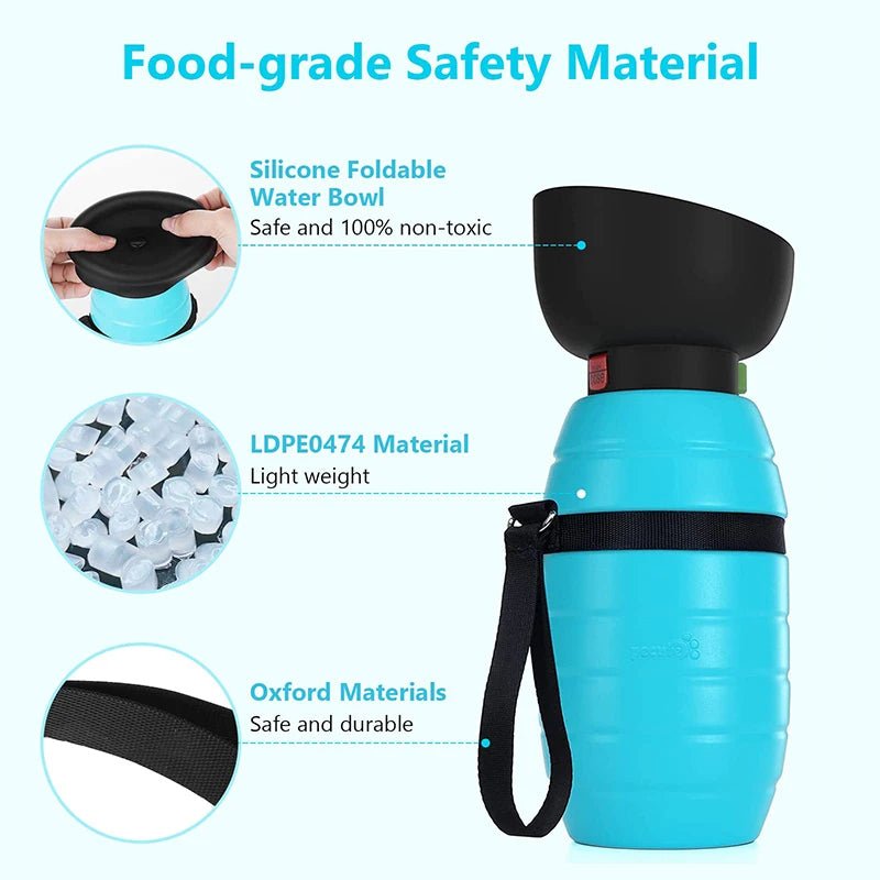 850ML Portable Dog Water Bottle – Leakproof Travel Drink Dispenser for Outdoor Walks & Hiking