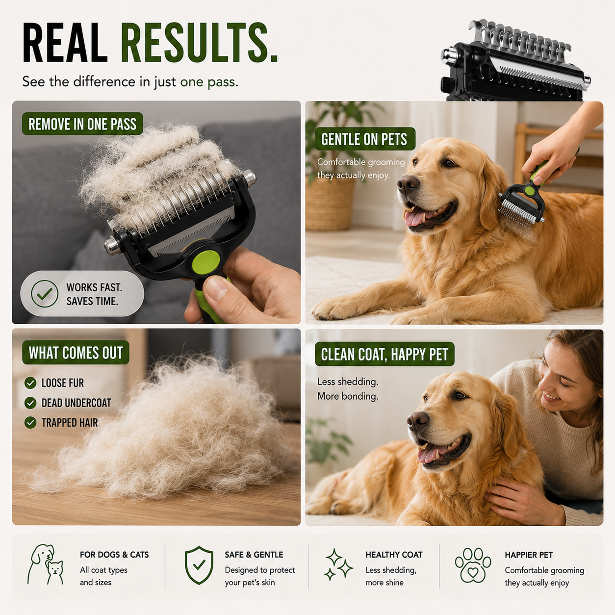 3-IN-1 Professional Pet Grooming Tool for Dogs & Cats