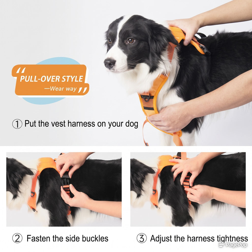 2-in-1 Dog Harness with Auto-Retractable Leash — Hands-Free, Anti-Pull, All Breeds