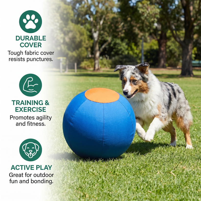 Durable training ball with cover for dogs