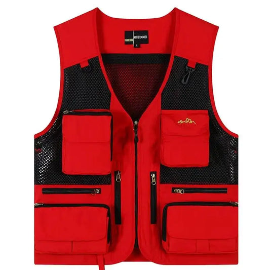 Outdoor Men Multi Pocket Vest Tactical Webbed Gear Coat Photographer Waistcoat Workers Electrician Welder Car Repair Angle Jacke