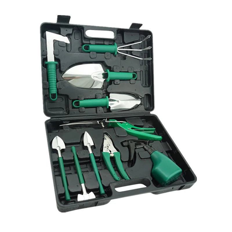 Cross-border gardening tool set gift box, pruning shears, shovel, rake, spade, scissors, watering can, ten-piece home gardening