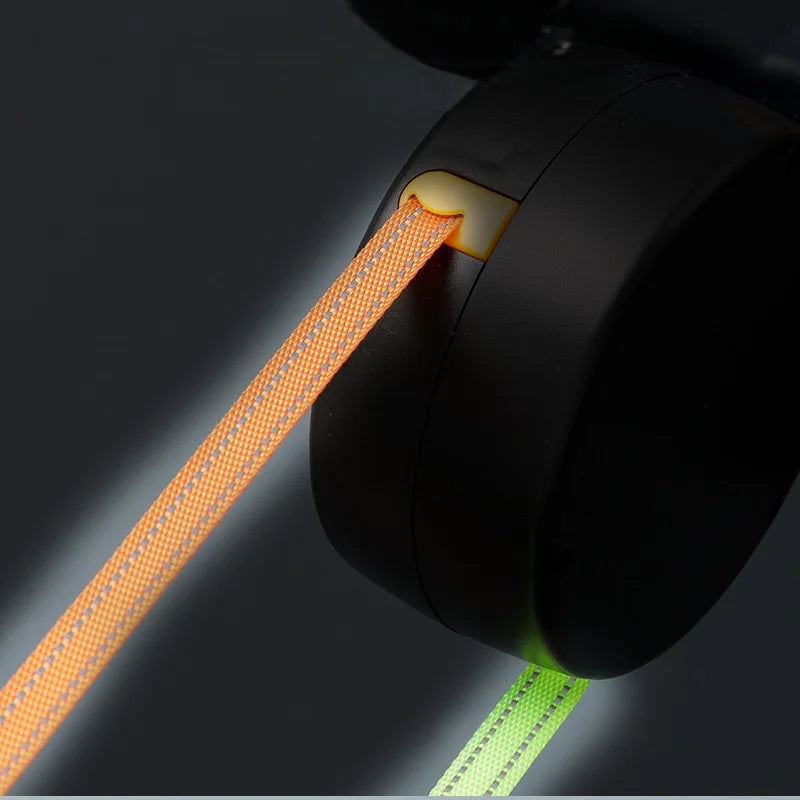 Dual Retractable Dog Leash with LED Light & 360° No-Tangle Swivel