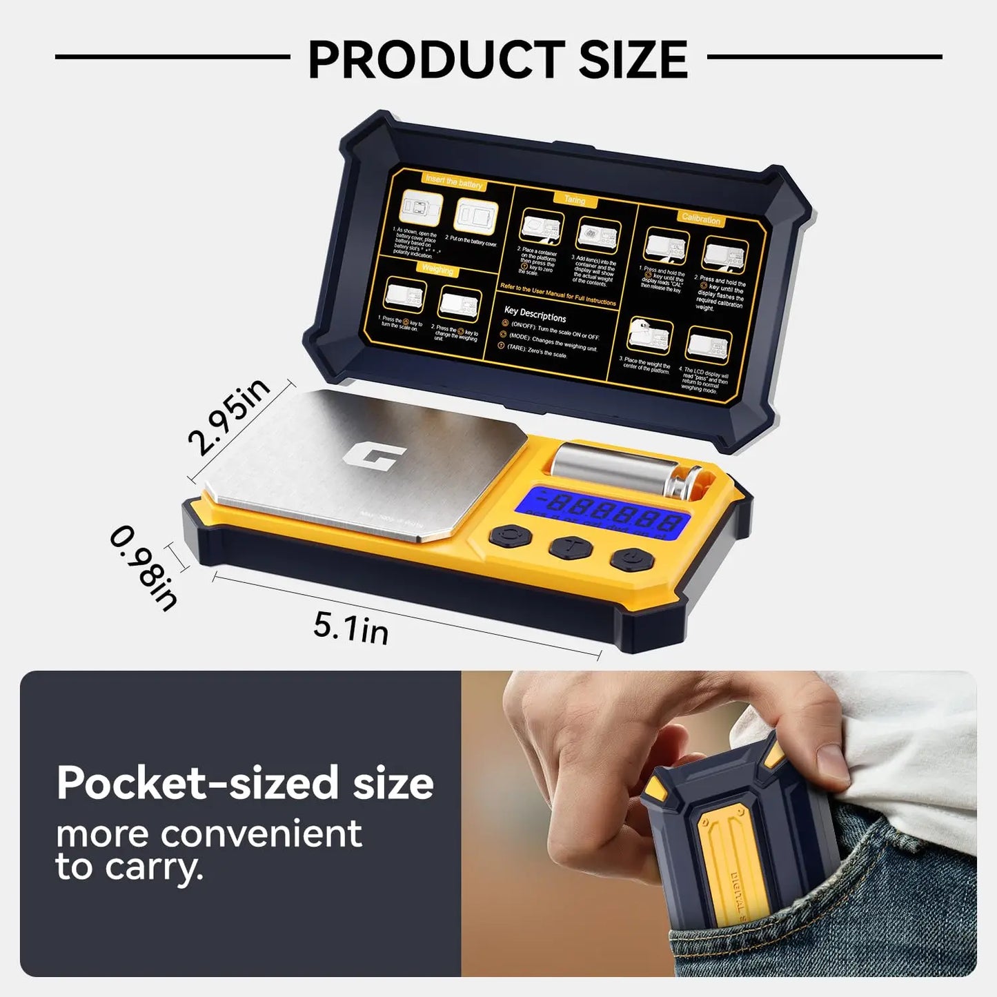 Digital Gram Scale with 300g x 0.01g Capacity,Mini Pocket Scale for Food and Jewelry