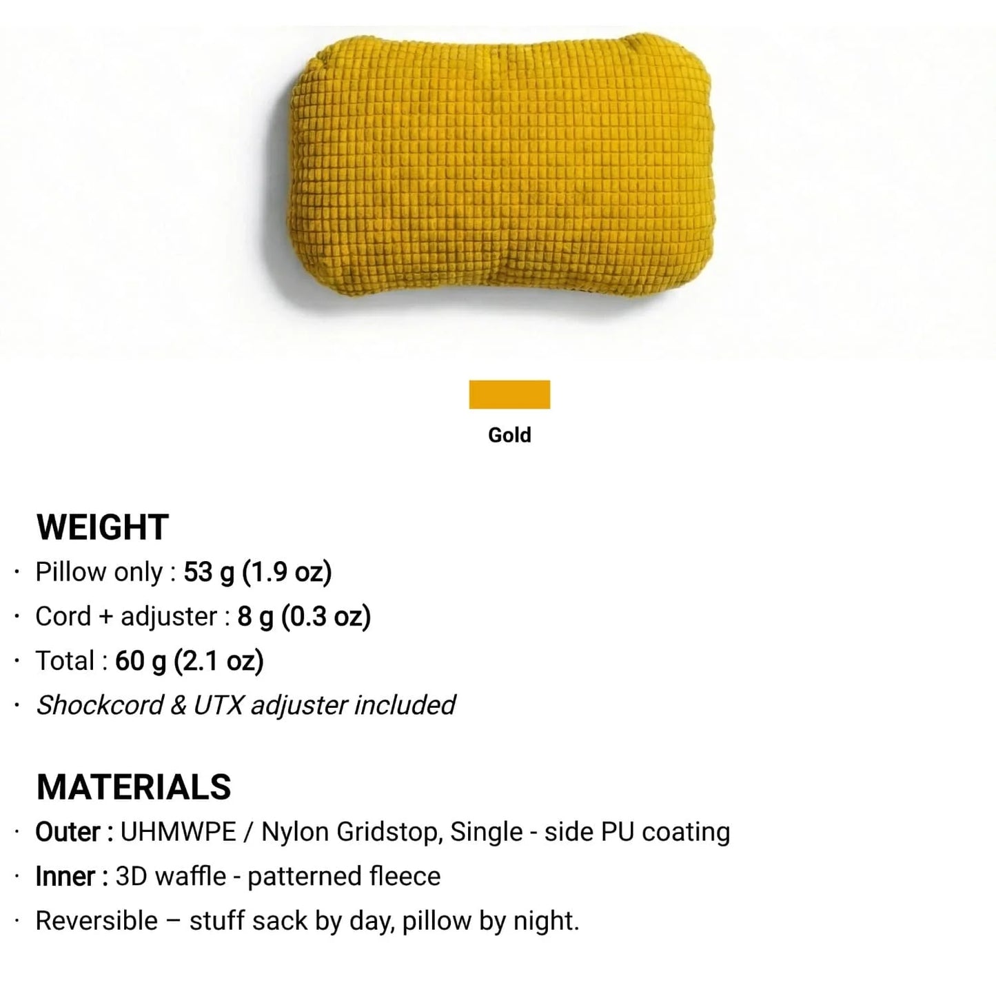 [HODR GEAR] Stuff Sack & Pillow 2-in-1 UHMWPE Multifunctional Outdoor Headrest 53g Ultralight Hikers Camping