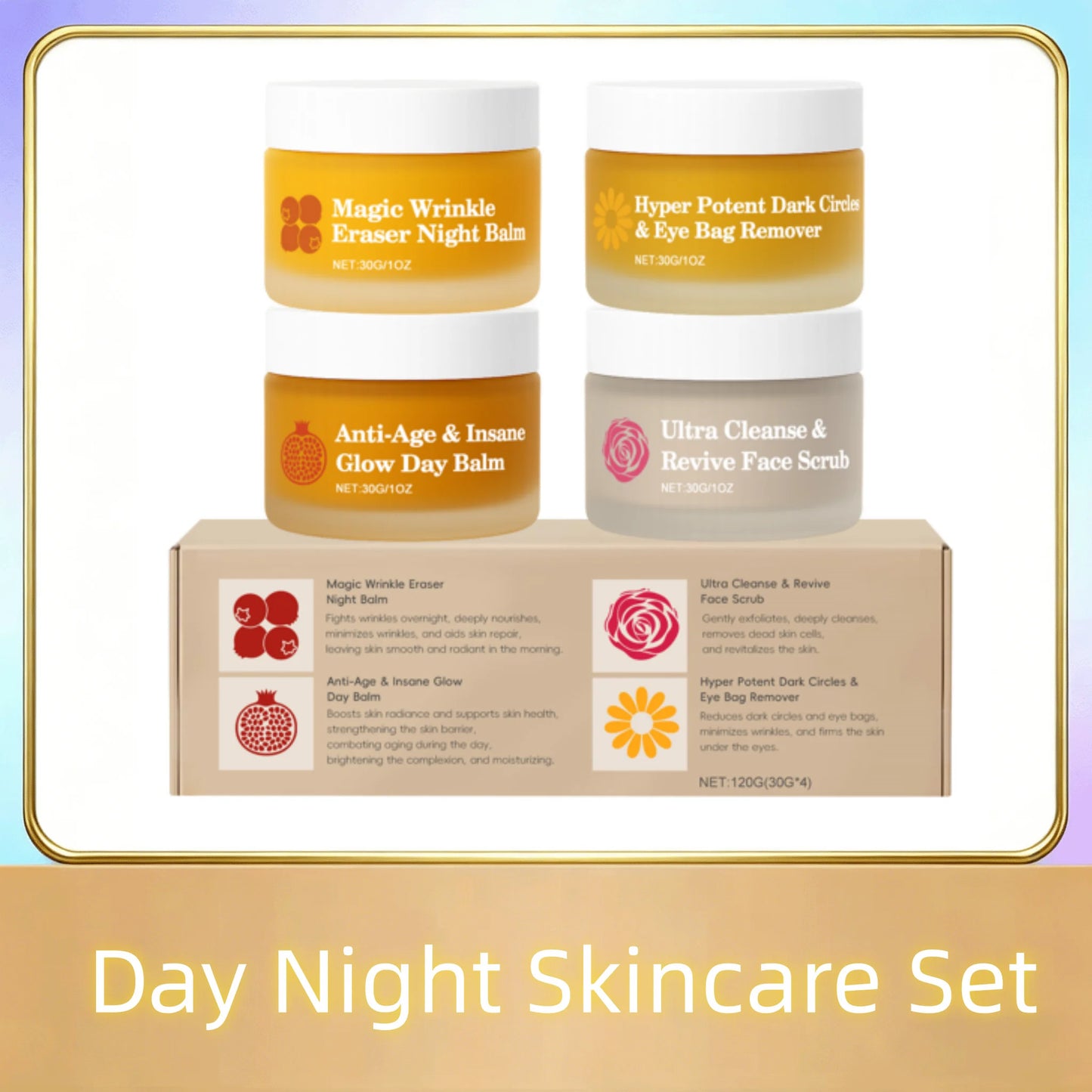 Day Night Skincare Set Gentle Repair Skin Barrier Hydrating Brightening Skins Reduce Wrinkle Dullness Eye Face Skincare Combo