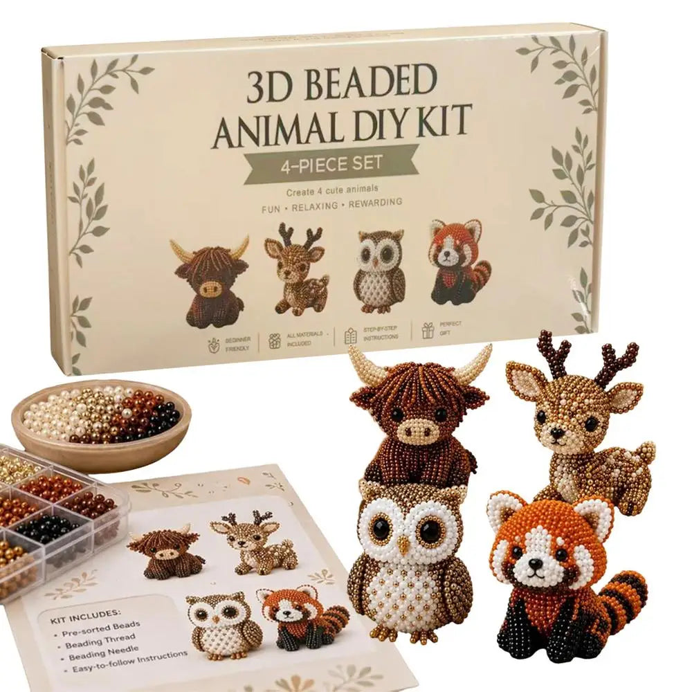 3D Beaded Animal Kit Handmade Beadwork Art Craft Set with Instructions Creative Jewelry Art Craft Kit for Adults Beginners