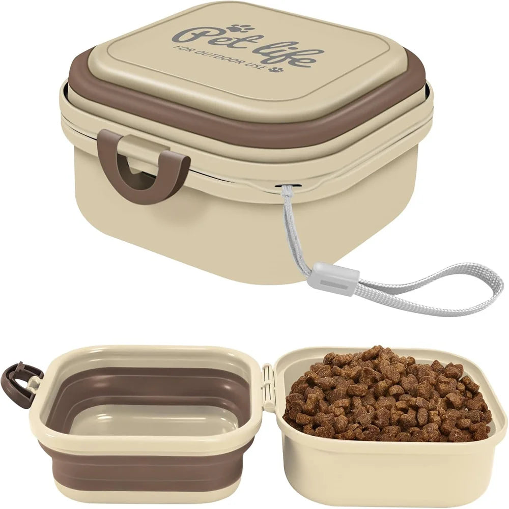 Pet supplies - Portable dog double bowl set - Pet feeding bowl - Foldable pet bowl - Outdoor use - Pet outdoor travel supplies