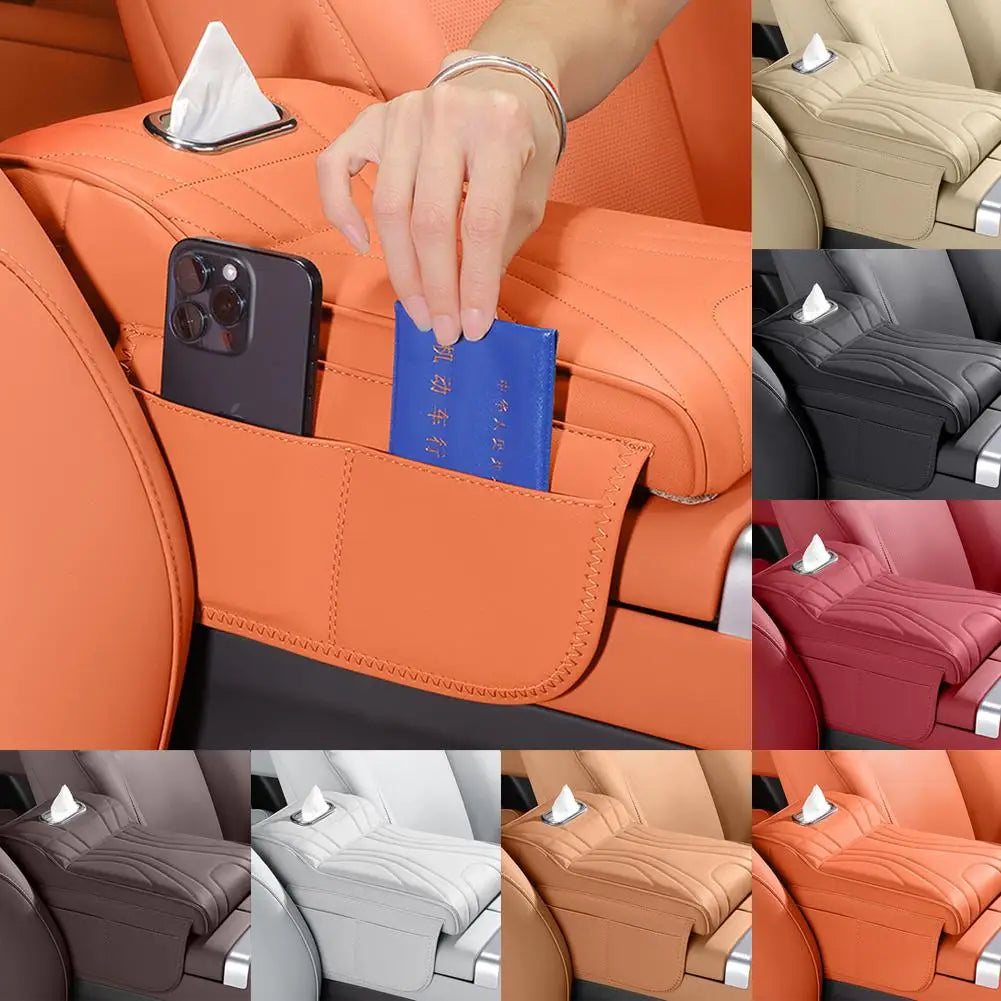 For Haval H9 2rd 2024 2025 Car Armrest Box Height Increase Pad Leather Protective Cover Storage Bag Auto Styling Accessories