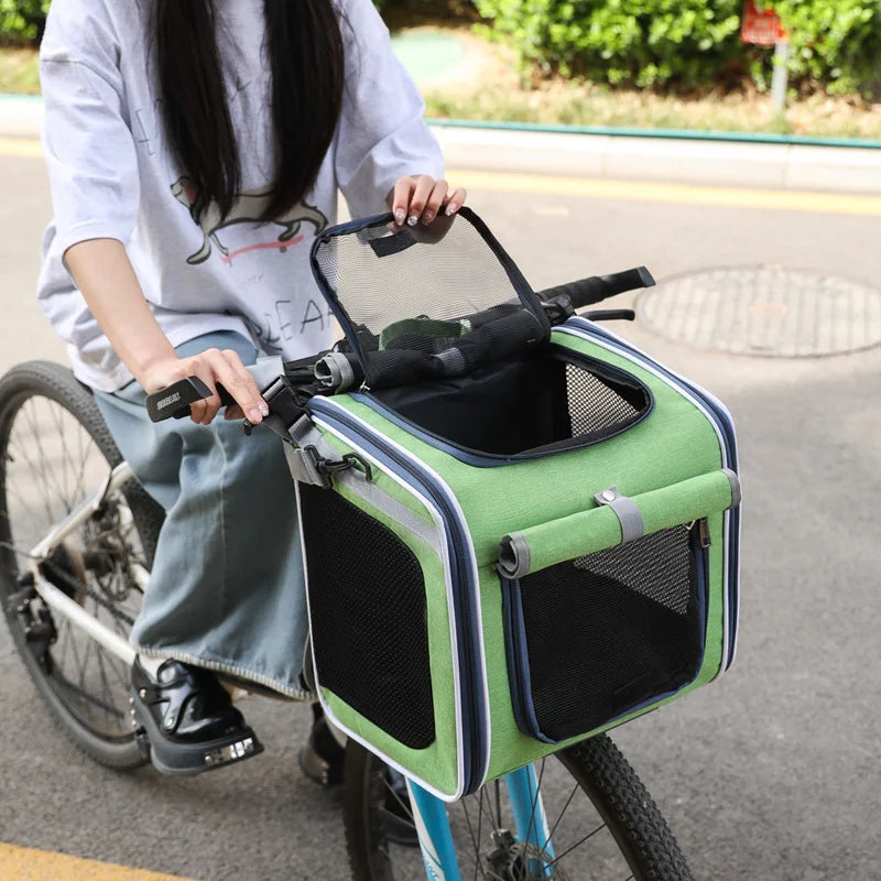 Bicycle Pet Carrier Backpack – Portable Outdoor Bag for Cats & Dogs on Bikes & Motorcycles