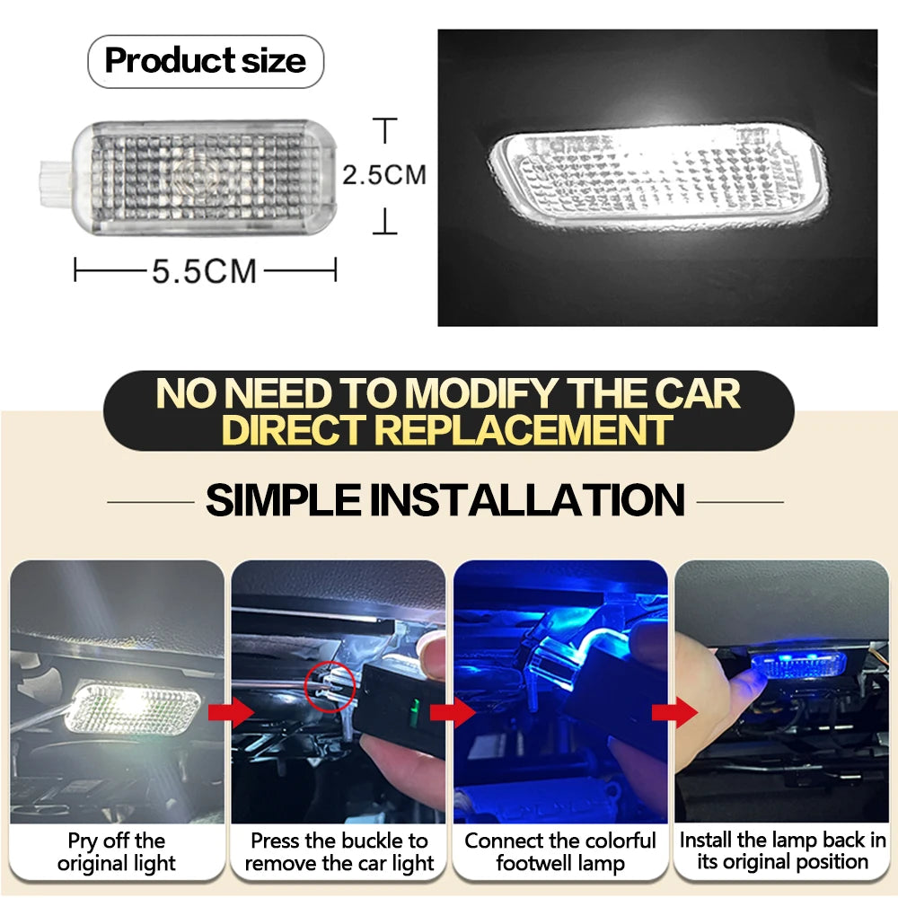 LED Car Interior Atmosphere Lamp Footwell Light Decoration Accessories For AUDI A1 A4 B7 B8 B9 A5 A6 C6 C7 A7 A8 TT Q3 Q5 Q7 Q8