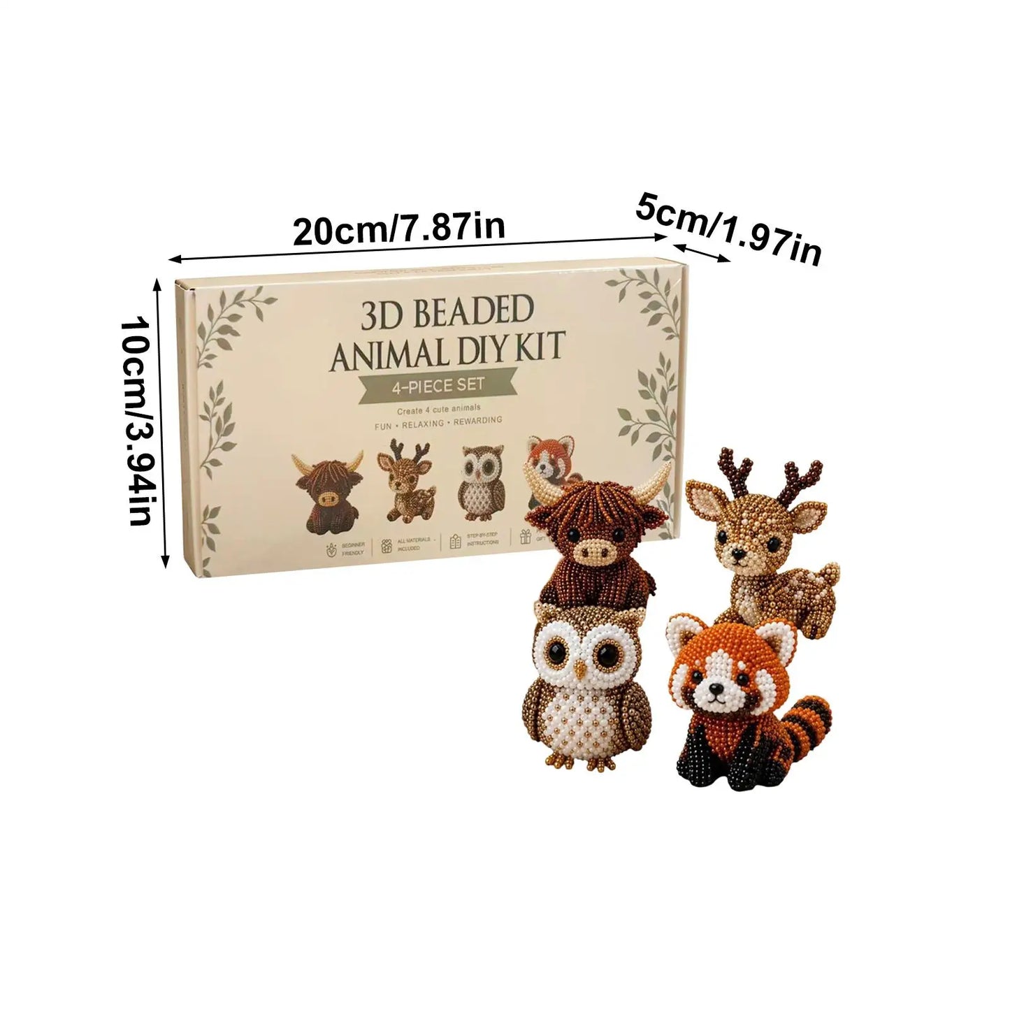 3D Beaded Animal Kit Handmade Beadwork Art Craft Set with Instructions Creative Jewelry Art Craft Kit for Adults Beginners