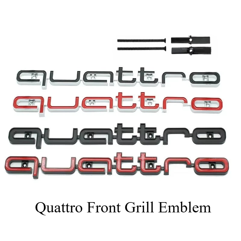 Quattro Emblem 3D ABS Car Front Grille Emblem For Audi A3 A4 A5 A6 A6L A7 A8 Q3 Q5 Q7 S3 S4 S5 RS3 RS4 RS6 Badge Accessories