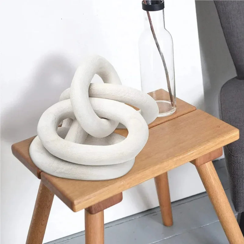 Wooden Chain Link Bohemian Art Hand Carved Modern Ornament Crafts for Farmhouse Bedroom Coffee Rustic Decoration