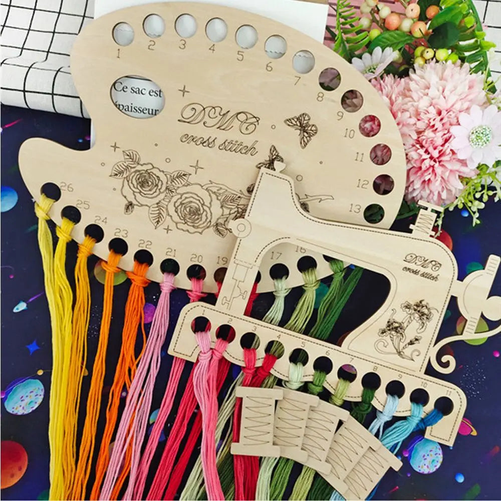 Handmade Wood  Needle Arts Sewing Machine Thread Holder Storage Tools Embroidery Floss Organizer Cross Stitch