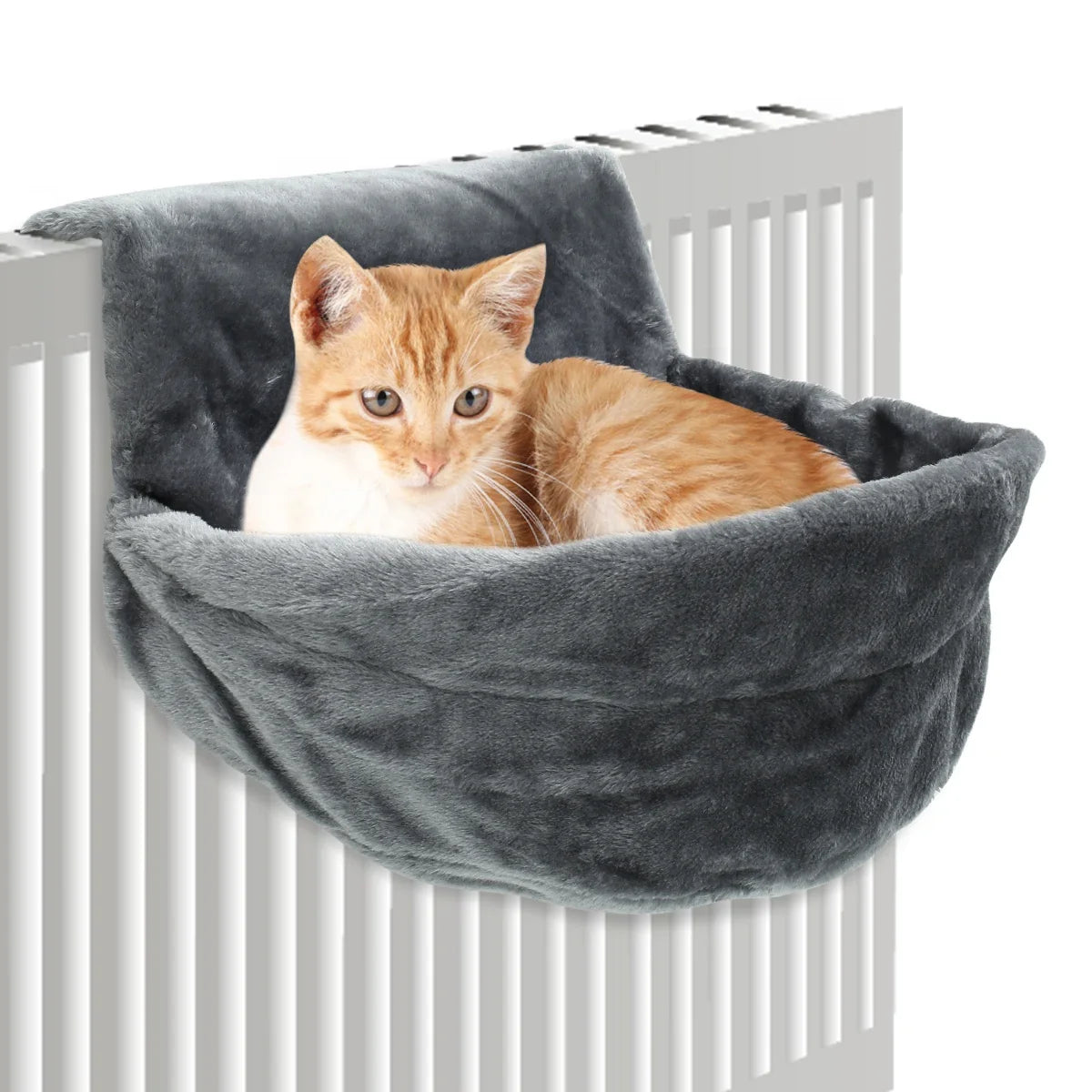 Hanging Cat Radiator Bed – Luxury Warm Fleece Hammock with Metal Frame