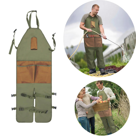 Garden apron, Apron Man,Harvest Apron with Pockets,Waterproof,Adjustable,Reinforced Knees for Mow Grass and Lawn Mowing