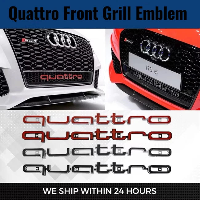 Quattro Emblem 3D ABS Car Front Grille Emblem For Audi A3 A4 A5 A6 A6L A7 A8 Q3 Q5 Q7 S3 S4 S5 RS3 RS4 RS6 Badge Accessories