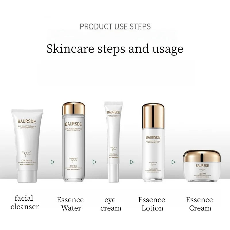 Bosein Retinol Skincare Five-Piece Set, Including Cleansing Balm, Essence Water, Eye Cream, Essence Lotion, and Essence Cream, Contains Skin-Friendly Ingredients Such as Bosein, Niacinamide, Centella Asiatica Extract, Etc., w