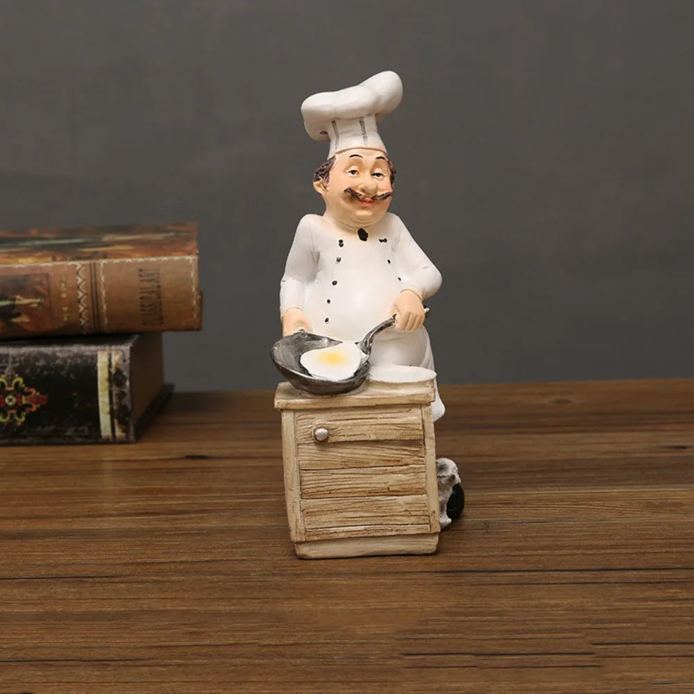 Handicraft Rustic Bakery Chef Resin Statue Model Crafts Farmhouse Cake Shop Decor Simulated Display Kitchen Chef Figurine