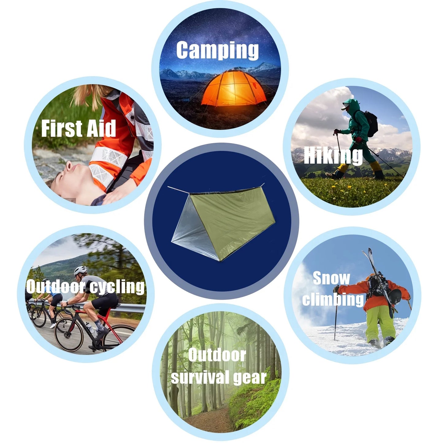 Outdoor emergency 3-piece set including tent, raincoat, sleeping bag, outdoor emergency first aid, travel, outdoor insulation