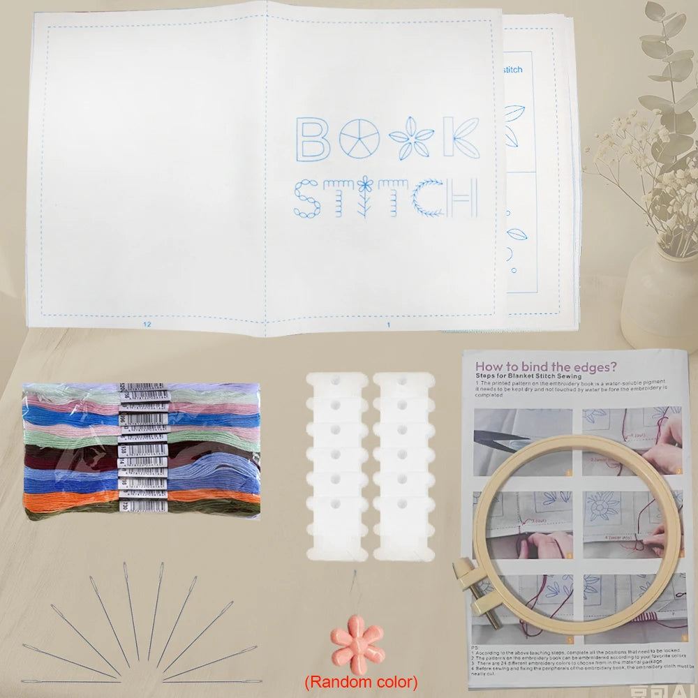 Hand-Embroidery Books Starter Kit Set For Cross Stitch Needlework With Hoop Handicrafts Adult Crafts Guide Beginners