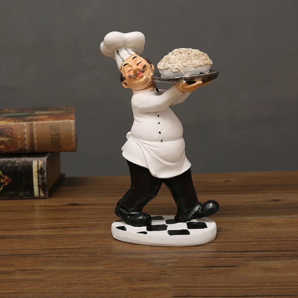 Handicraft Rustic Bakery Chef Resin Statue Model Crafts Farmhouse Cake Shop Decor Simulated Display Kitchen Chef Figurine