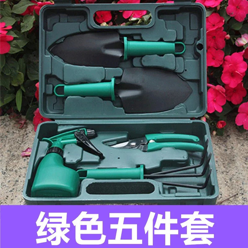 Cross-border gardening tool set gift box, pruning shears, shovel, rake, spade, scissors, watering can, ten-piece home gardening