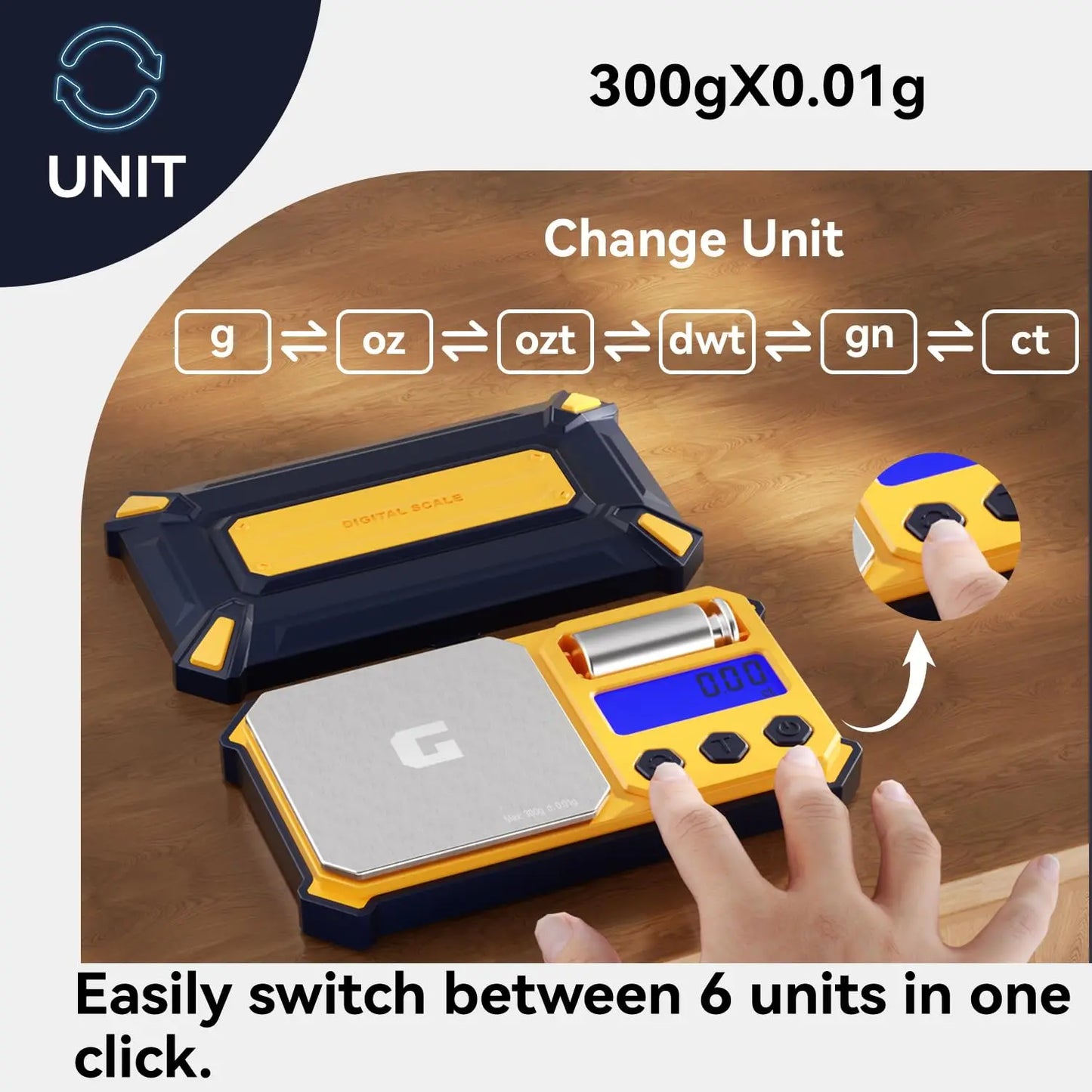 Digital Gram Scale with 300g x 0.01g Capacity,Mini Pocket Scale for Food and Jewelry