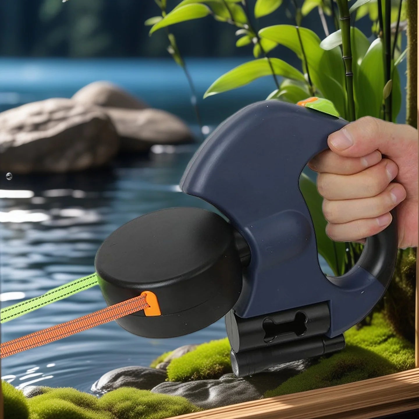 Dual Retractable Dog Leash with LED Light & 360° No-Tangle Swivel