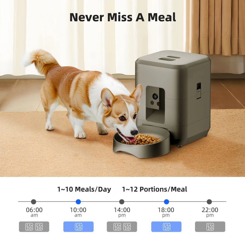 WiFi Smart Automatic Pet Feeder with Camera – 2L Auto Cat & Dog Food Dispenser with Timer