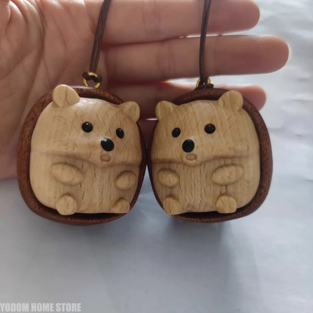 Crafts Hedgehog Statue Creative Wooden Animal Sculpture Decorative Interior Decoration Figurine Cabinet Decoration Crafts