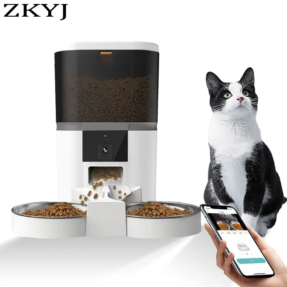 4L Automatic Pet Feeder with HD Camera – Remote Feed Cat & Dog Food Dispenser for Two Pets