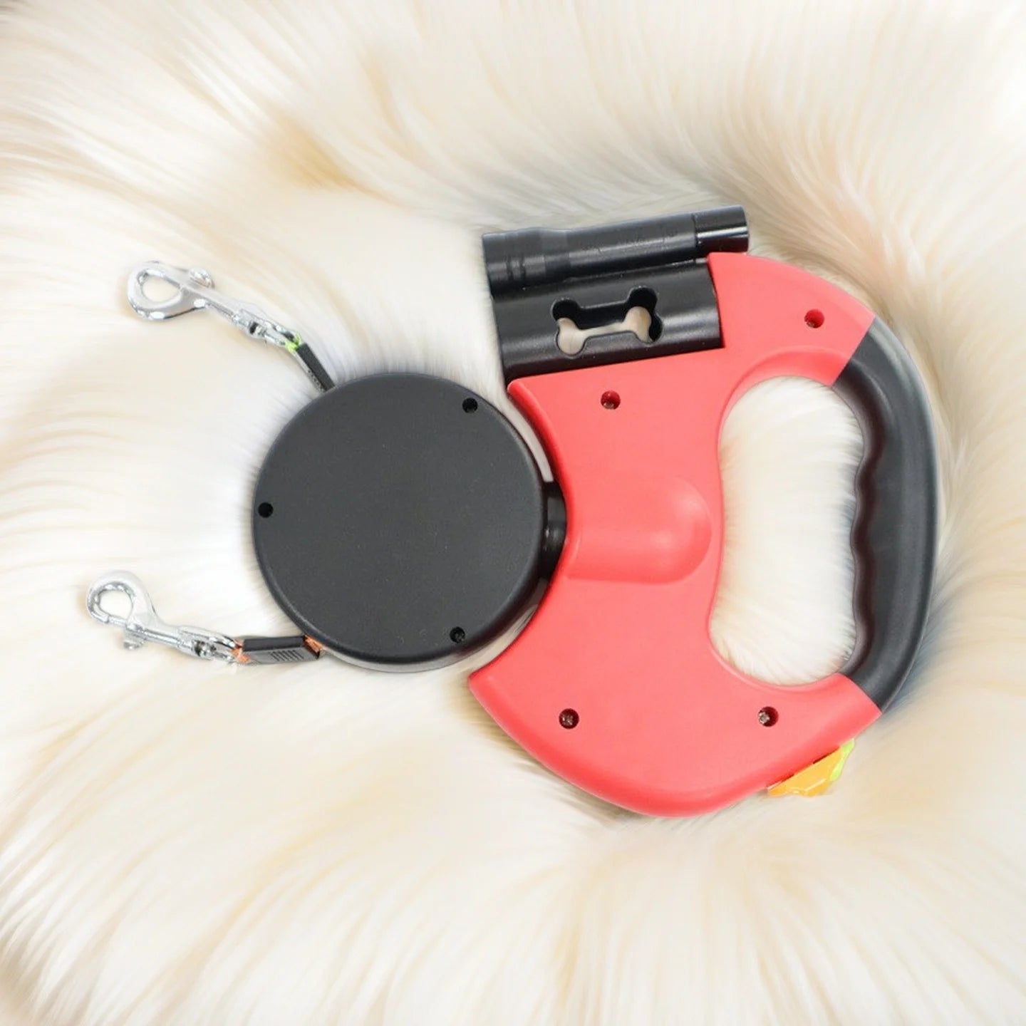 Dual Retractable Dog Leash with LED Light & 360° No-Tangle Swivel