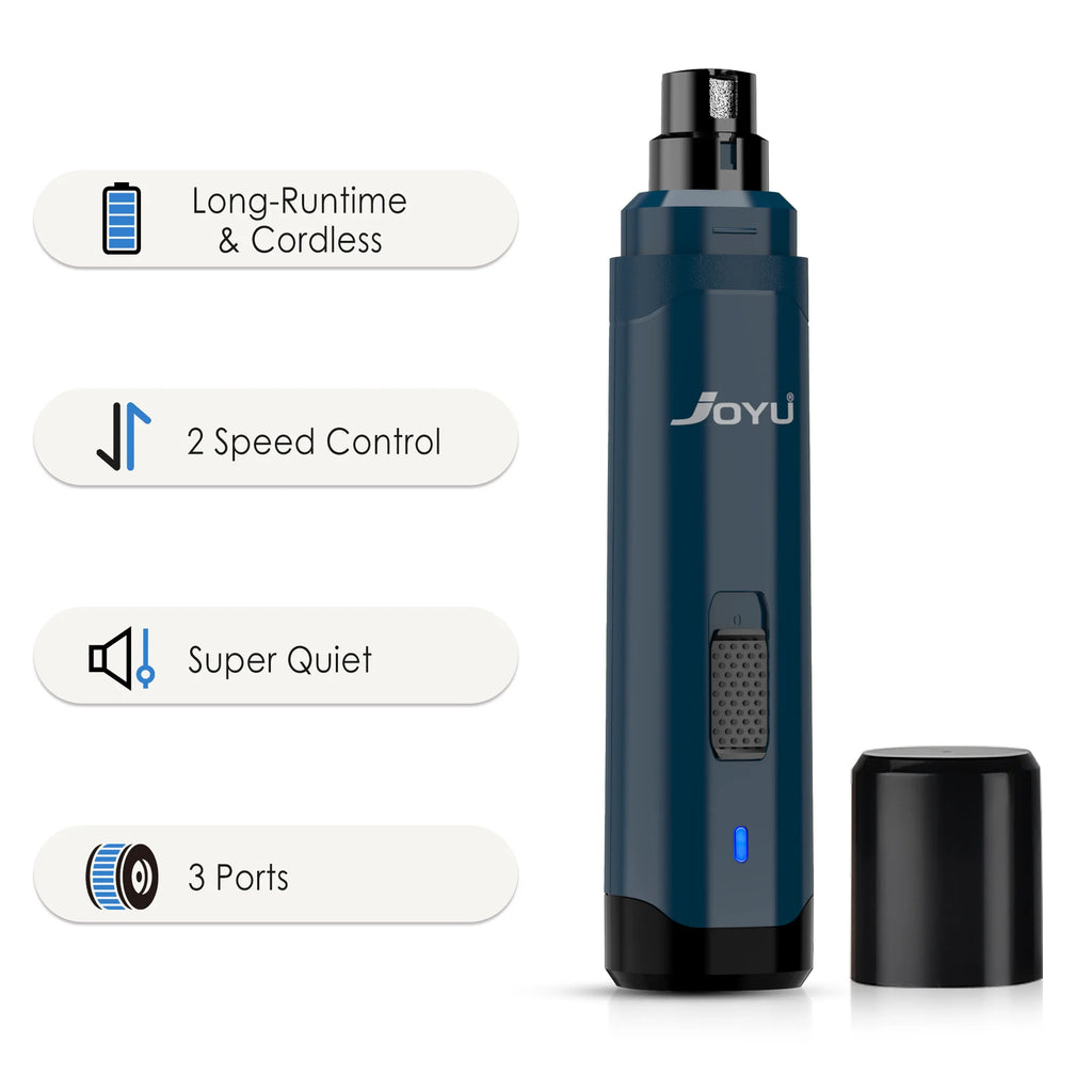 Electric Dog Nail Grinder – 2-Speed Super Quiet Rechargeable Nail Trimmer for Painless Paw Grooming