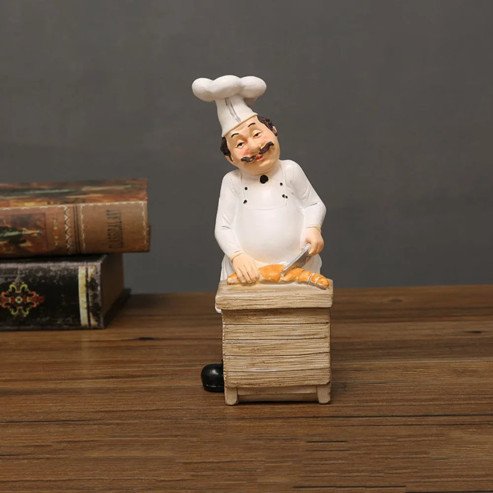 Handicraft Rustic Bakery Chef Resin Statue Model Crafts Farmhouse Cake Shop Decor Simulated Display Kitchen Chef Figurine