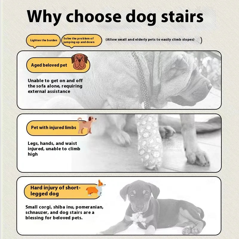 Bone Shape Dog Stairs – Non-Slip Pet Steps for Sofa & Bed, Protects Joints of Senior Dogs