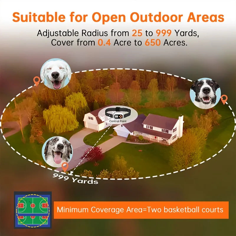 Smart GPS Wireless Pet Fence – Waterproof Outdoor Training Collar & Electronic Dog Enclosure