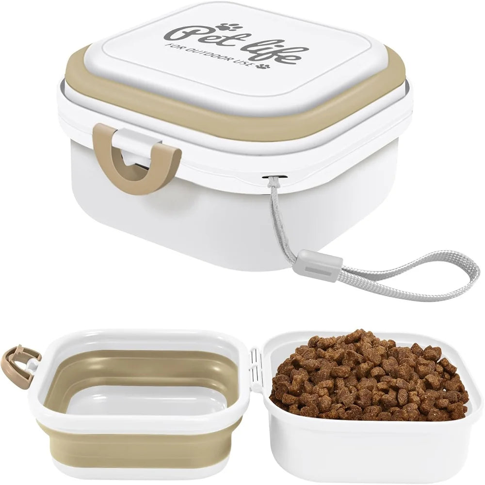 Pet supplies - Portable dog double bowl set - Pet feeding bowl - Foldable pet bowl - Outdoor use - Pet outdoor travel supplies