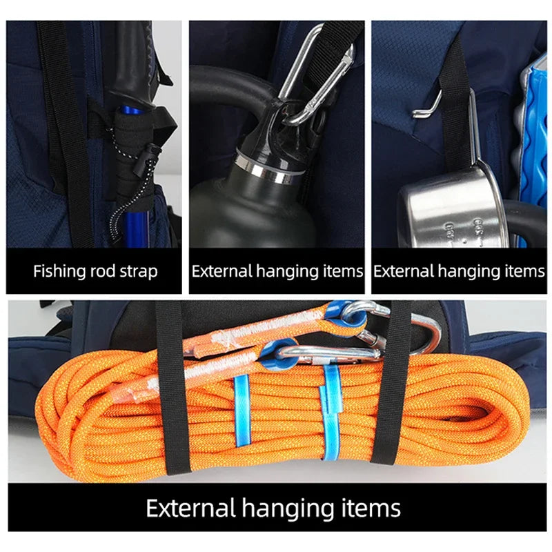 Outdoor Camping Climbing Trekking Bag Hiking Backpack With Rain Cover Large Sport Gear Organiser Daypack Travel Luggage Rucksack