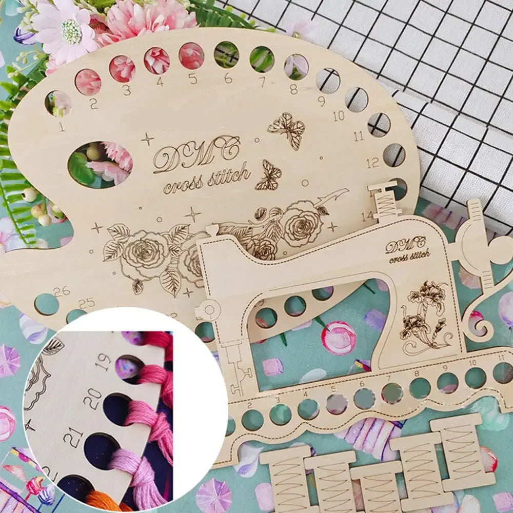 Handmade Wood  Needle Arts Sewing Machine Thread Holder Storage Tools Embroidery Floss Organizer Cross Stitch