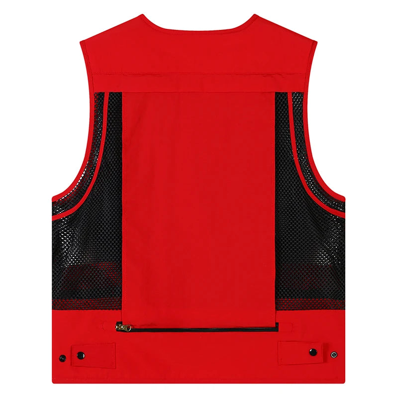 Outdoor Men Multi Pocket Vest Tactical Webbed Gear Coat Photographer Waistcoat Workers Electrician Welder Car Repair Angle Jacke