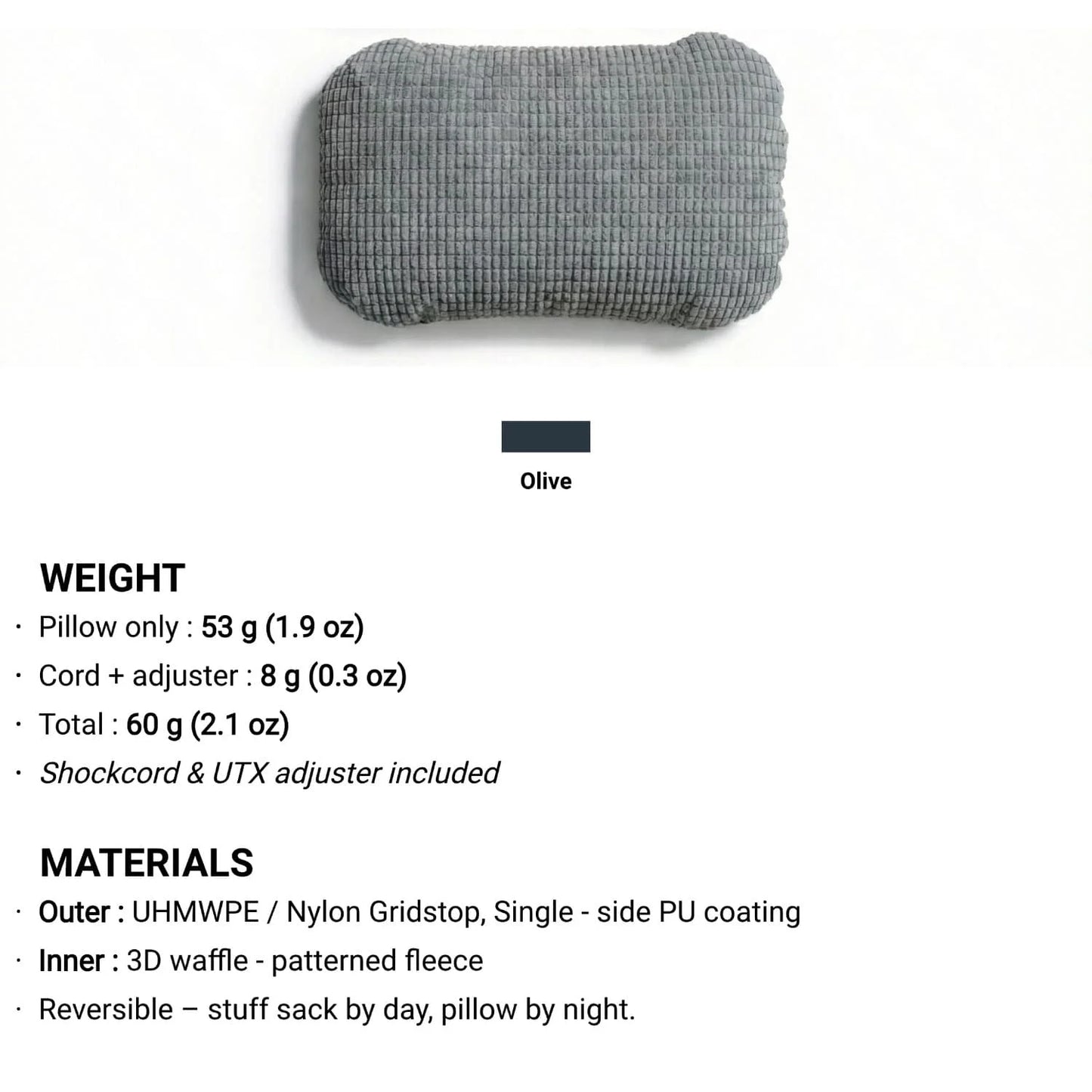 [HODR GEAR] Stuff Sack & Pillow 2-in-1 UHMWPE Multifunctional Outdoor Headrest 53g Ultralight Hikers Camping